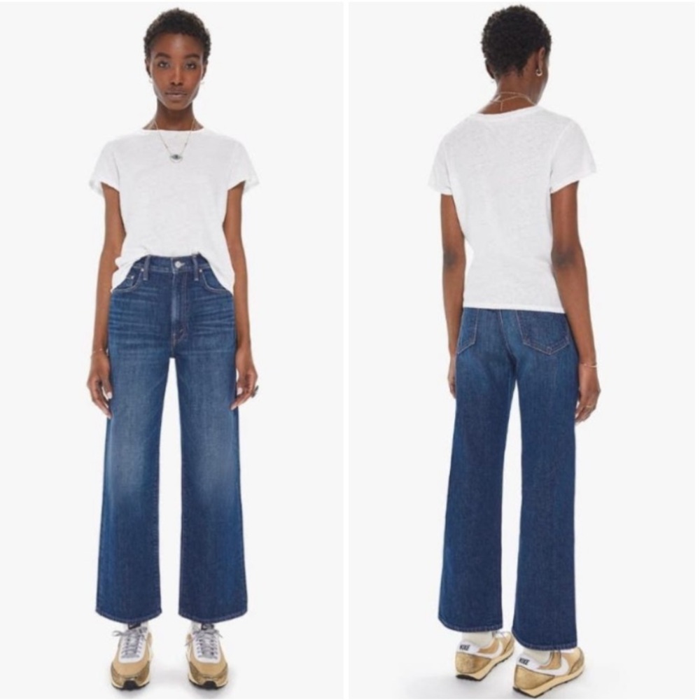MOTHER Dark Blue Wide-Leg Jeans